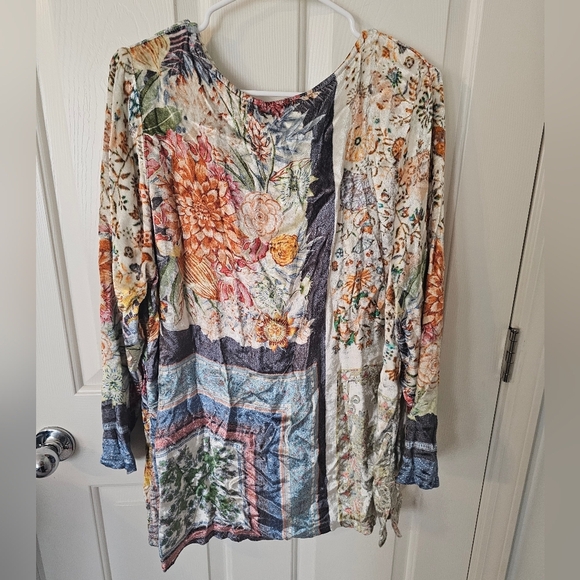 Soft Surroundings Ashbury Tunic Women Velvet Floral Boho Long Sleeve Size 1X - Picture 4 of 5